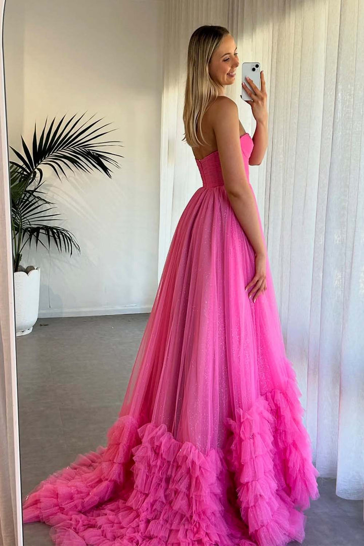 Long Sweetheart Pink Prom Gown