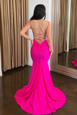 Load image into Gallery viewer, Beaded Open Back Pink Prom Dress
