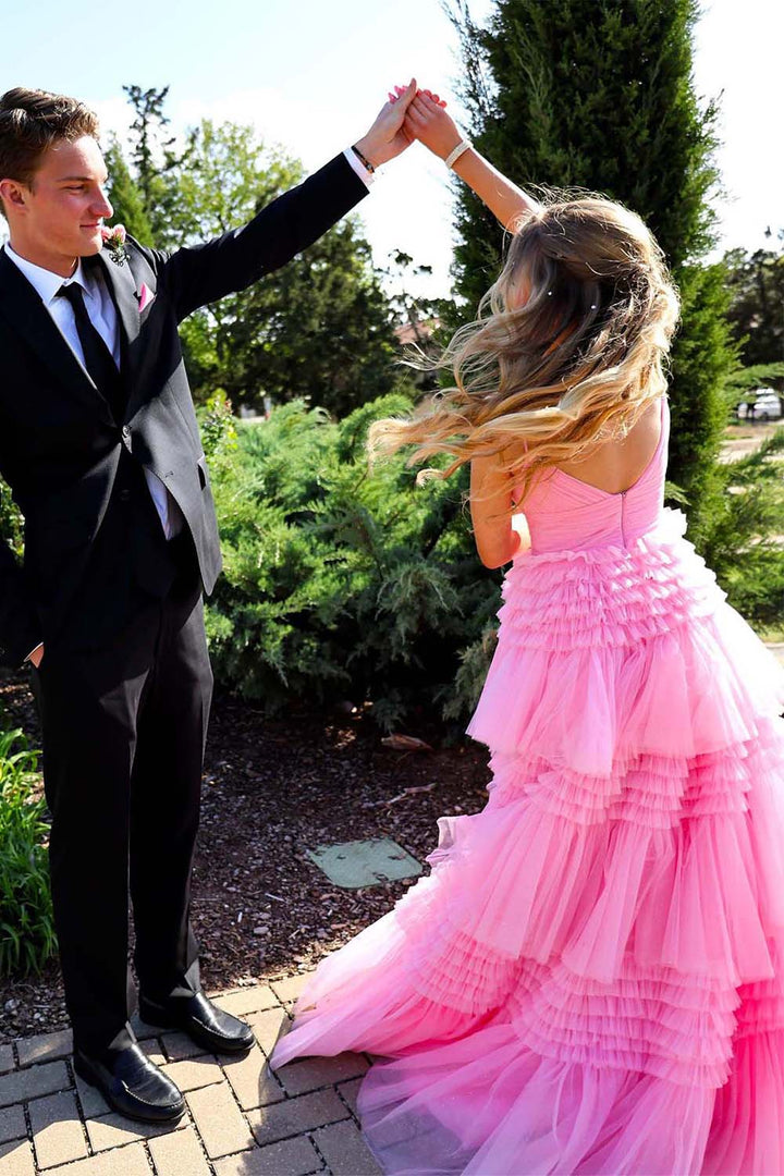 Tiered Tulle Long Prom Dress