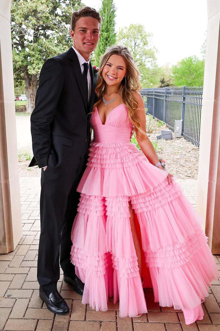 Tiered Tulle Long Prom Dress