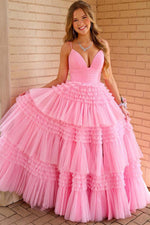 Load image into Gallery viewer, Tiered Tulle Long Prom Dress
