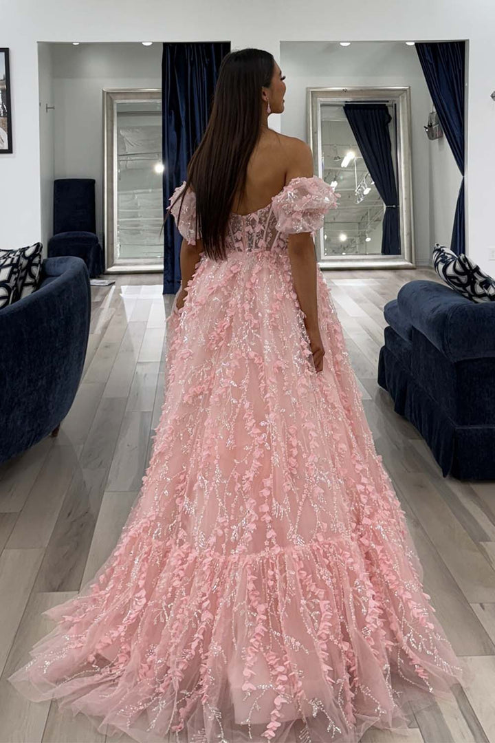 Cute Pink Prom Dress with Sleeves