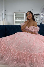 Load image into Gallery viewer, Cute Pink Prom Dress with Sleeves
