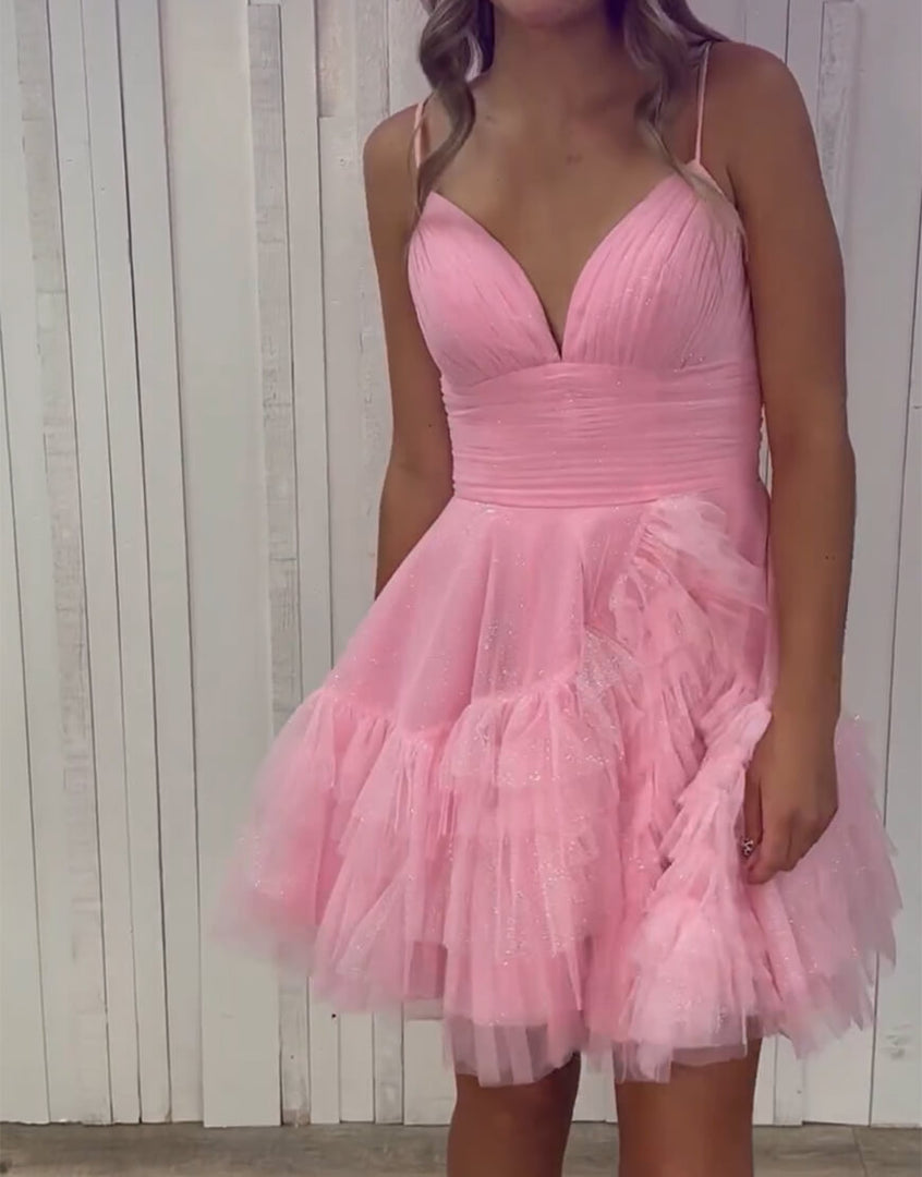 Ruffle Corset Tulle Homecoming Dress