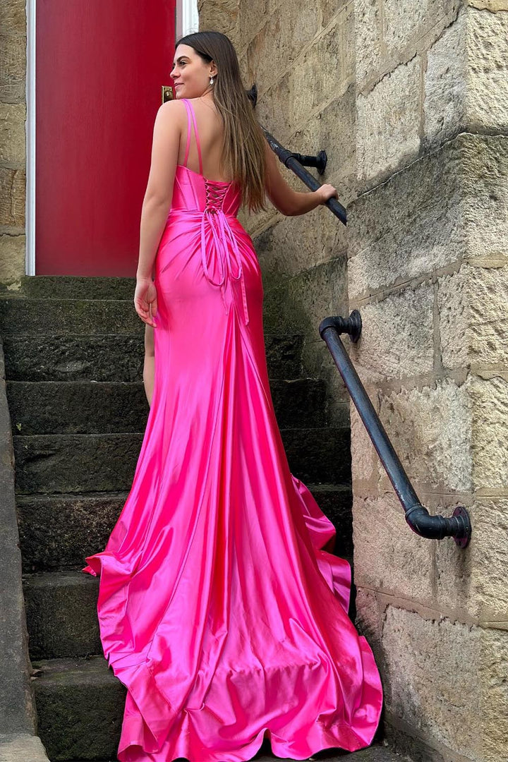 High Slit Corset Prom Dress