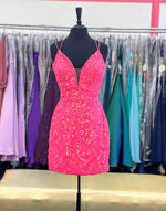 Load image into Gallery viewer, Tight Open Back Pink Homecoming Dress
