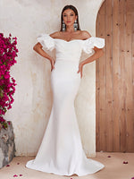 Load image into Gallery viewer, Off the Shoulder Mermaid White Formal Dress
