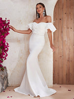 Load image into Gallery viewer, Off the Shoulder Mermaid White Formal Dress
