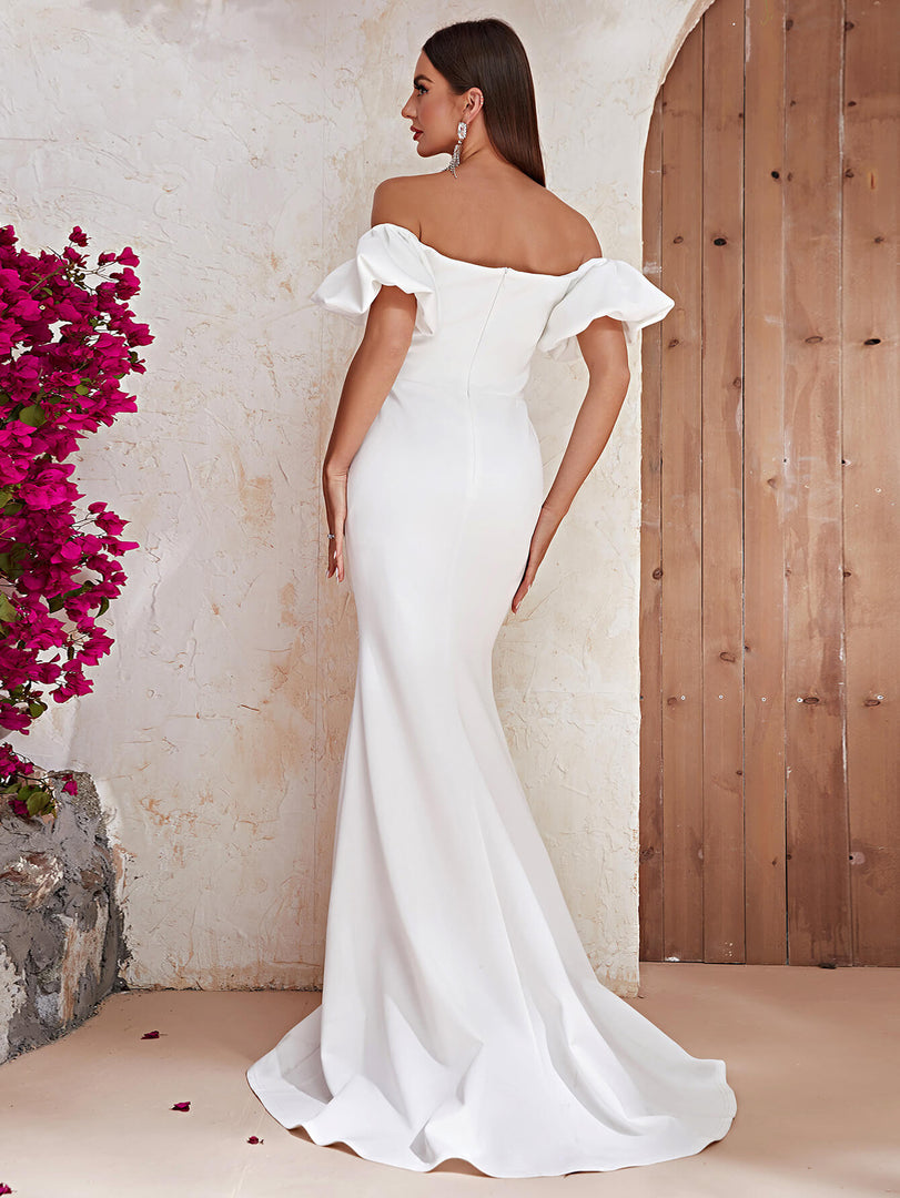 Off the Shoulder Mermaid White Formal Dress