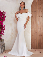 Load image into Gallery viewer, Off the Shoulder Mermaid White Formal Dress
