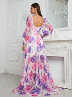 Load image into Gallery viewer, Square Printed Long Sleeves Formal Dress
