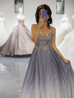 Load image into Gallery viewer, Gradient Glitter Beaded Prom Dress
