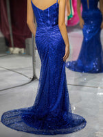 Load image into Gallery viewer, Royal Blue Sequin Beaded Prom Dress
