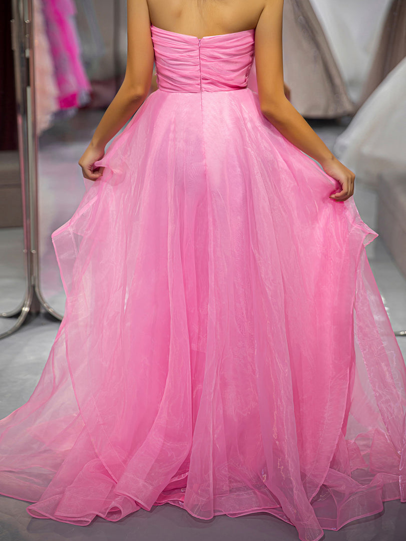 Pink Strapless Prom Dress