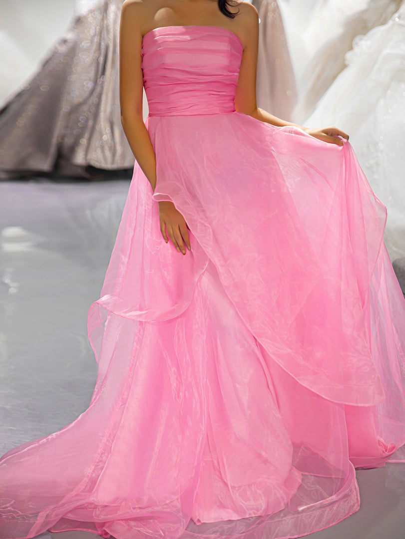 Pink Strapless Prom Dress