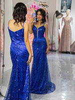 Load image into Gallery viewer, Royal Blue Sequin Beaded Prom Dress
