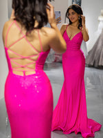 Load image into Gallery viewer, Fitted Pink Beaded Prom Dress
