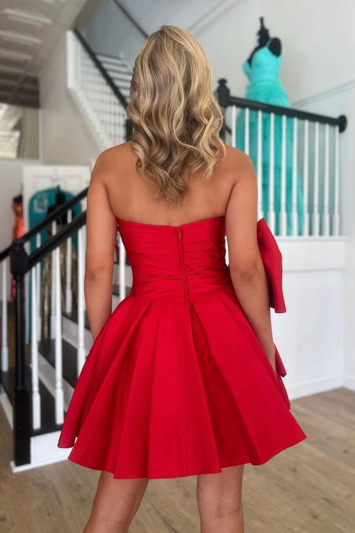 A-Line Strapless Homecoming Dress with Bow