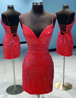 Load image into Gallery viewer, Short Beaded Open Back Homecoming Dress
