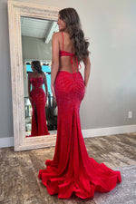 Load image into Gallery viewer, Cutout Beads Slit Open Back Prom Dress
