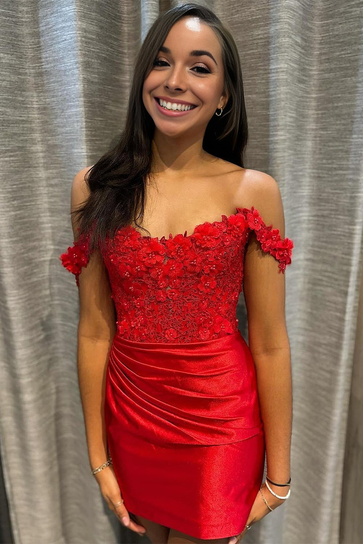 Red Homecoming Dress with Appliques