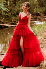 Load image into Gallery viewer, Tiered Tulle Long Prom Dress
