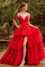 Load image into Gallery viewer, Tiered Tulle Long Prom Dress
