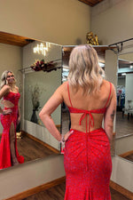 Load image into Gallery viewer, Cutout Slit Backless Prom Dress with Beads
