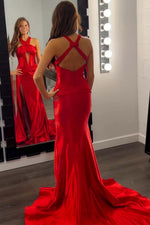 Load image into Gallery viewer, Halter Open Back Prom Dress with Keyhole
