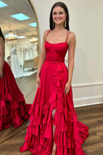 Load image into Gallery viewer, Ruffle Cute Prom Dress with Slit
