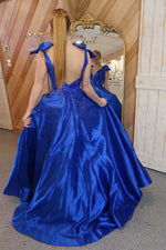 Load image into Gallery viewer, A-Line Beaded Prom Gown with Straps Bows
