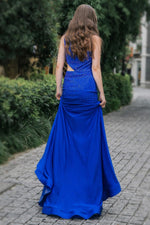 Load image into Gallery viewer, One Shoulder Side Split Beading Prom Dress
