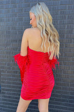 Load image into Gallery viewer, Ruched Strapless Mini Homecoming Dress
