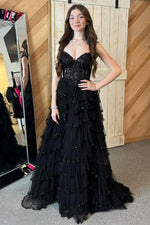 Load image into Gallery viewer, Ruffle Slit Corset Prom Dress
