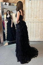 Load image into Gallery viewer, Ruffle Slit Corset Prom Dress
