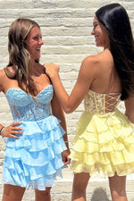 Load image into Gallery viewer, Sweetheart Sheer Corset Homecoming Dress with Lace
