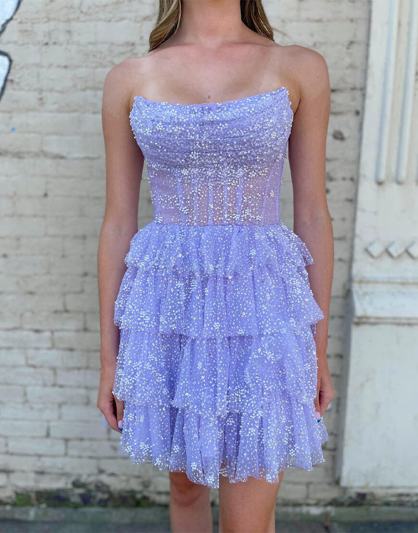Strapless Cute Sparkly Homecoming Dress
