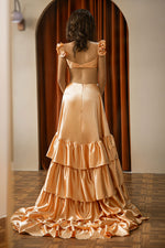 Load image into Gallery viewer, V-neck Ruffle Slit Prom Dress
