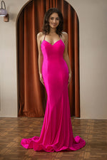 Load image into Gallery viewer, Fitted Pink Open Back Prom Dress
