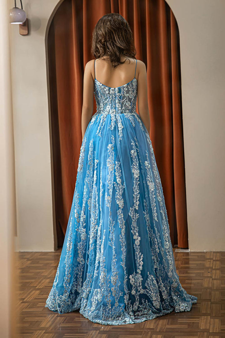 Embroidery Beaded Tulle Prom Dress