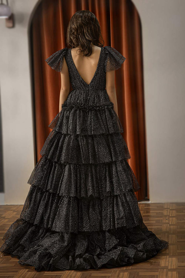 Tiered Black Cute Prom Dress