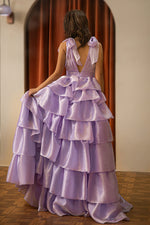 Load image into Gallery viewer, Tiered Senior Prom Dress with Slit
