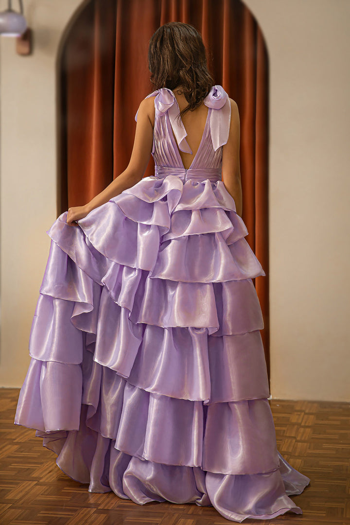 Tiered Senior Prom Dress with Slit