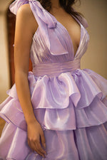 Load image into Gallery viewer, Tiered Senior Prom Dress with Slit
