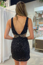 Load image into Gallery viewer, Mini Sequin Cutout Homecoming Dress
