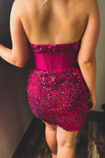 Load image into Gallery viewer, Sequin Sheer Corset Bodice Homecoming Dress
