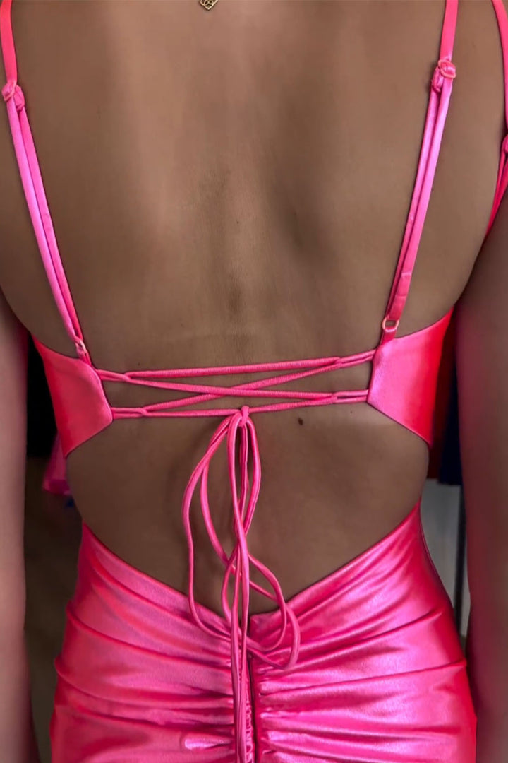 Hot Pink Open Back Homecoming Dress