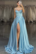 Load image into Gallery viewer, Spaghetti Straps Corset Bodycon Prom Dress with High Slit
