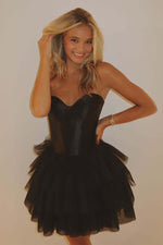 Load image into Gallery viewer, Cute Strapless Bodice Homecoming Dress
