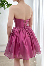 Load image into Gallery viewer, Fuchsia Corset Sweetheart Homecoming Dress with Keyhole
